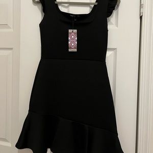 Boohoo Square Neck Frill Hem Skater Dress